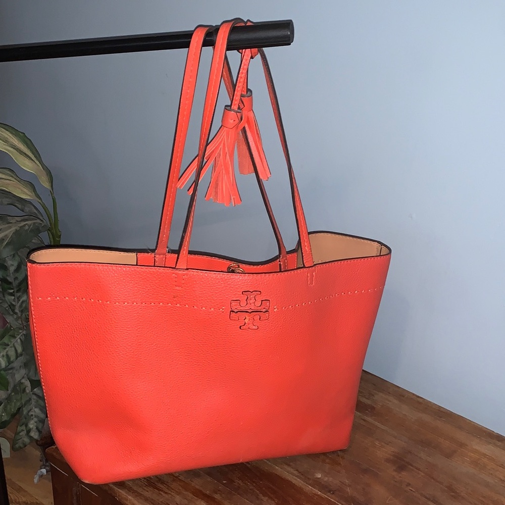 Tory Burch Orange Leather Tote